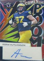 Aidan Hutchinson [Navy Blue] #HB-AH1 Football Cards 2022 Leaf Valiant Autographs Here Comes the Boom Prices