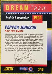 Pepper Johnson #340 Football Cards 1991 Score Dream Team Autographs Prices