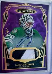 Jake Oettinger [Design Variant Autograph Patch Purple] #30 Hockey Cards 2022 Upper Deck Stature Prices