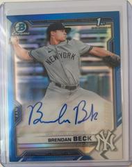Brendan Beck [Blue Refractor] #CDA-BB Baseball Cards 2021 Bowman Draft Pick Chrome Autographs Prices