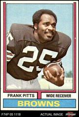 Frank Pitts Football Cards 1974 Topps Parker Brothers Prices