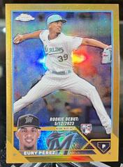 Eury Perez [Gold] Baseball Cards 2023 Topps Chrome Update Rookie Autographs Prices
