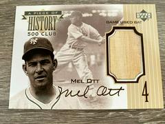 Mel Ott Baseball Cards 1999 Upper Deck Piece of History 500 HR Club Prices
