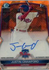 Justin Crawford [Orange] #BSPA-JC Baseball Cards 2023 Bowman Chrome Sapphire Autographs Prices
