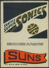 Seattle Supersonics Suns Basketball Cards 1973 Topps Team Stickers Prices