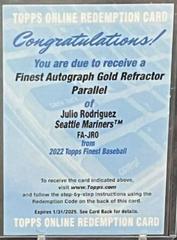 Julio Rodriguez [Gold] #FA-JRO Baseball Cards 2022 Topps Finest Autographs Prices