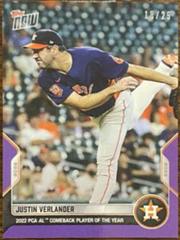 Justin Verlander [Purple] #PCA-3 Baseball Cards 2022 Topps Now Players Choice Awards Prices