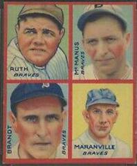 Brandt, Maranville, McManus, Ruth #5A Baseball Cards 1935 Goudey 4 in 1 Prices
