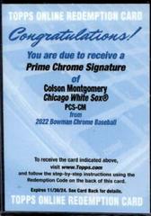 Colson Montgomery Baseball Cards 2022 Bowman Chrome Prime Signatures Prices