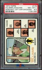 A's Mgr. , Coaches [Hoscheit Left Ear Showing] #179 Baseball Cards 1973 Topps Prices