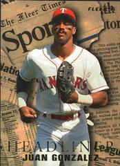 Juan Gonzalez #10 Baseball Cards 1995 Fleer Update Headliners Prices
