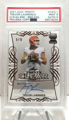 Trevor Lawrence [Red] #CA-TL1 Football Cards 2021 Leaf Trinity Clear Autograph Prices