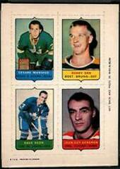Bobby Orr, Cesare Maniago, Dave Keon, Jean Guy Gendron Hockey Cards 1969 O-Pee-Chee Four in One Prices
