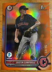 Justin Campbell [Orange] #BD-113 Baseball Cards 2022 Bowman Draft 1st Edition Prices