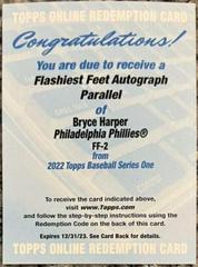Bryce Harper [Autograph] Baseball Cards 2022 Topps Flashiest Feet Prices