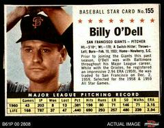 Billy O'Dell [Hand Cut] #155 Baseball Cards 1961 Post Cereal Prices
