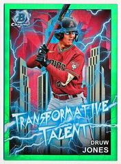 Druw Jones [Green] #TT-3 Baseball Cards 2023 Bowman Draft Transformative Talent Prices