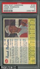Frank Robinson [Hand Cut] #122 Baseball Cards 1962 Post Canadian Prices