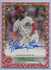 Hunter Greene [Red Metallic] #WHA-HG Baseball Cards 2022 Topps Holiday Autographs Prices