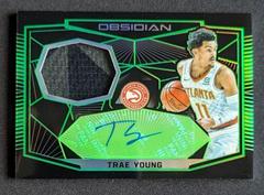 Trae Young [Green] Basketball Cards 2018 Panini Obsidian Rookie Jersey Autographs Prices