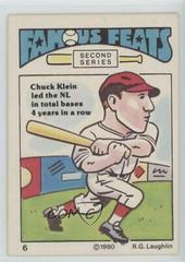 Chuck Klein Baseball Cards 1980 Laughlin Famous Feats Prices
