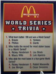 World Series Trivia #9 Baseball Cards 1990 Score McDonald's Prices
