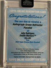 Julio Rodriguez [Green] #CBA-JRO Baseball Cards 2022 Topps Chrome Black Autographs Prices