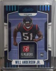 Will Anderson Jr. [Platinum] #ARM-2 Football Cards 2023 Panini Absolute Rookie Materials Prices