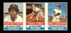 Gary Matthews, Mike Jorgensen, Randy Jones [Hand Cut Panel] Baseball Cards 1976 Hostess Prices