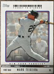 Mark Teixeira #85 Baseball Cards 2009 Topps Ticket to Stardom Prices