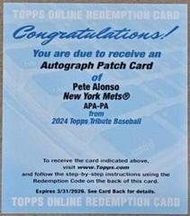 Pete Alonso Baseball Cards 2024 Topps Tribute Patch Autograph Prices