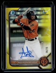 Aeverson Arteaga [Yellow Refractor] Baseball Cards 2022 Bowman Chrome Prospect Autographs Prices