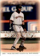 Barry Bonds #55 Baseball Cards 2002 Upper Deck Honor Roll Prices