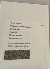 Matt Ryan #G-MR Football Cards 2022 Panini Absolute Glass Prices