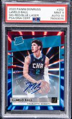 LaMelo Ball [Auto Red Blue Laser] Basketball Cards 2020 Donruss Prices