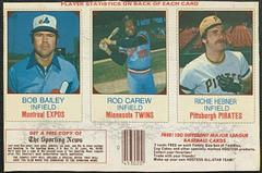 Bob Bailey, Richie Hebner, Rod Carew [Complete Box] Baseball Cards 1975 Hostess Prices
