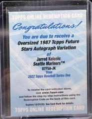 Jarred Kelenic Baseball Cards 2022 Topps Oversized 1987 Topps Future Stars Autographs Prices