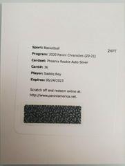 Saddiq Bey [Silver] Basketball Cards 2020 Panini Chronicles Phoenix Rookie Autographs Prices