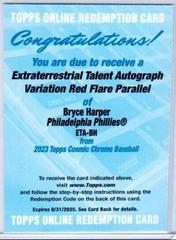 Bryce Harper [Red Flare] Baseball Cards 2023 Topps Cosmic Chrome Extraterrestrial Talent Autographs Prices