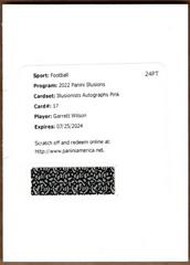 Garrett Wilson [Autograph Pink] Football Cards 2022 Panini Illusions Illusionists Prices