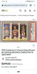 Bryant, Campbell, Fisher, Gold #L1 Basketball Cards 1996 Collector's Choice Lakers Team Set Prices