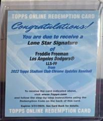 Freddie Freeman Baseball Cards 2022 Stadium Club Chrome Lone Star Signatures Prices