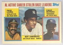 AL Active SB. Ldrs. [Lopes, Campaneris, Moreno] #714 Baseball Cards 1984 Topps Tiffany Prices