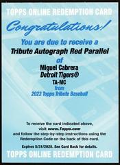 Miguel Cabrera [Red] #TA-MC Baseball Cards 2023 Topps Tribute Autographs Prices