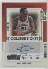 Kofi Cockburn #CT-KCO Basketball Cards 2022 Panini Chronicles Draft Picks Contenders College Ticket Autograph Prices