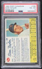 Sam Taylor [Hand Cut] #189 Baseball Cards 1962 Post Canadian Prices