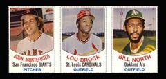 Bill North, John Montefusco, Lou Brock [Hand Cut Panel] Baseball Cards 1977 Hostess Prices
