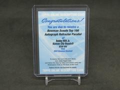 Bobby Witt Jr. [Autograph] #BTP-5 Baseball Cards 2022 Bowman Scouts' Top 100 Prices