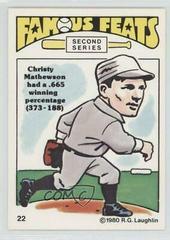 Christy Mathewson #22 Baseball Cards 1980 Laughlin Famous Feats Prices