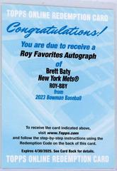 Brett Baty Baseball Cards 2023 Bowman Chrome Rookie of the Year Favorites Autographs Prices